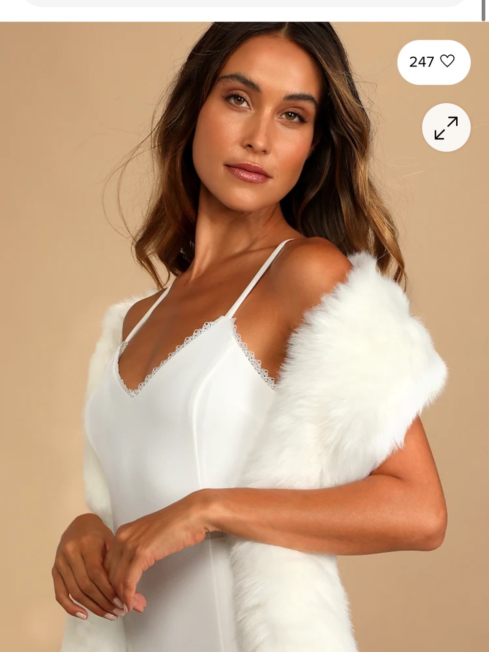 Lulu's White Lace-Trim Satin Slip